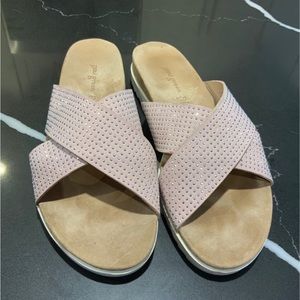 Paul Green Slide Sandals Pink Silver Studs Rhinestone Suede UK8 or US10